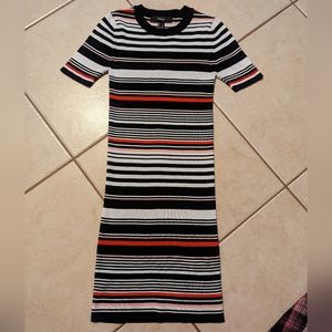 Striped Short Sleeve sweater dress